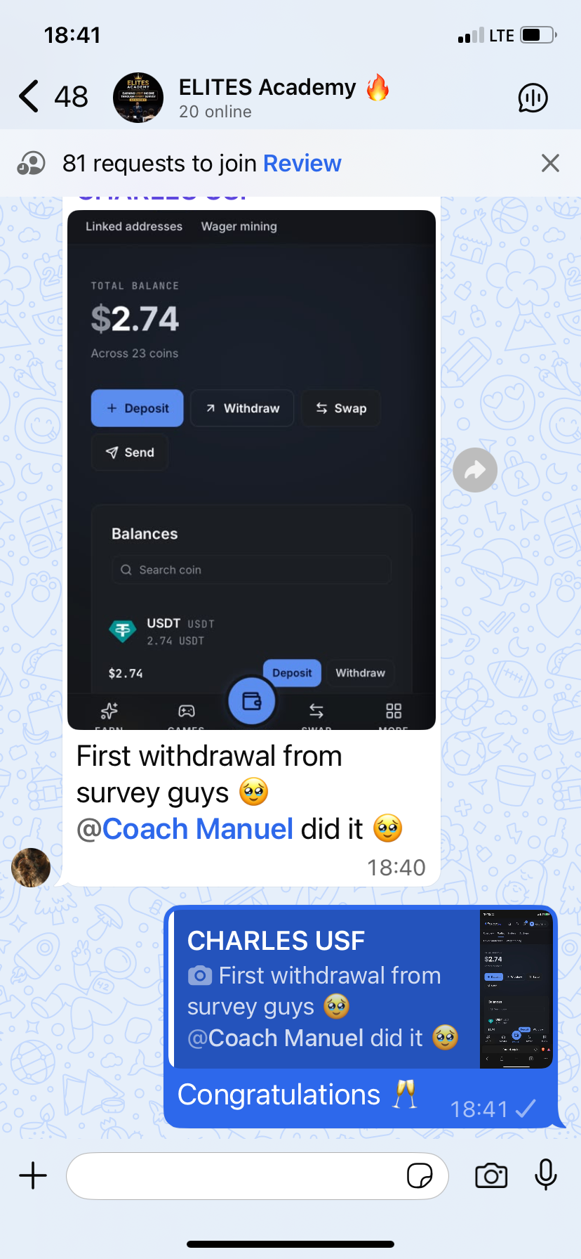 USF student withdrawal proof — Charles